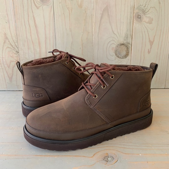 UGG NEUMEL WEATHER 2 GRIZZLY BROWN LEATHER WATEPROOF BOOTS US 13 NIB - Picture 1 of 6
